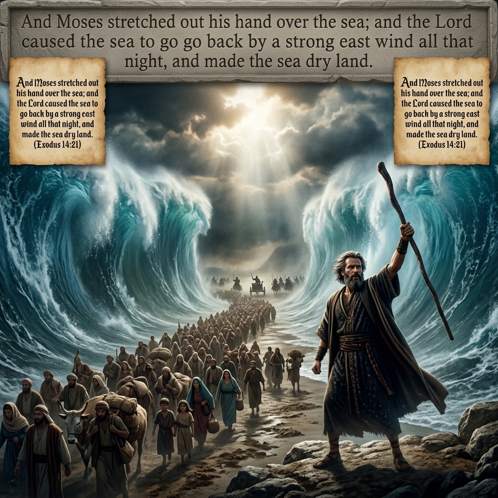 Moses parting the Red Sea — Exodus 14