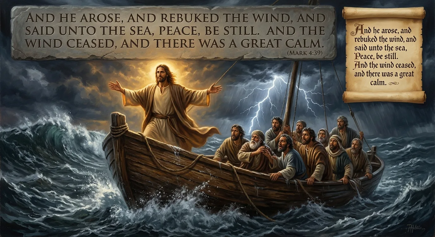Biblical illustration — The Persistent Prayer That Moves Heaven's Heart — Peace, be still. And the wind ceased — Mark 4:39 KJV