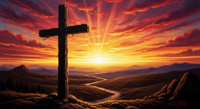 The cross at sunset — a symbol of redemption, love, and eternal hope