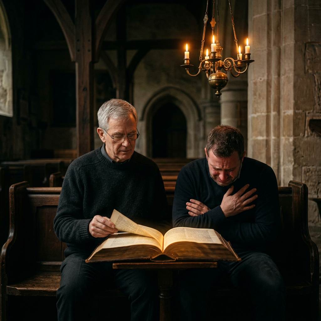 Two men reading the same Bible — one unmoved, one completely wrecked by the same words