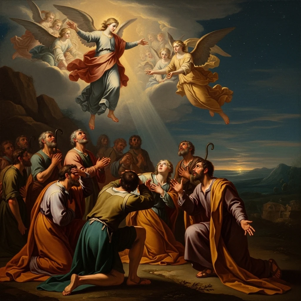 The Shepherds and the Angels · Grace Notes Ministries illustration