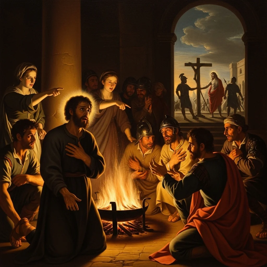 Peter's Denial — classical devotional oil painting