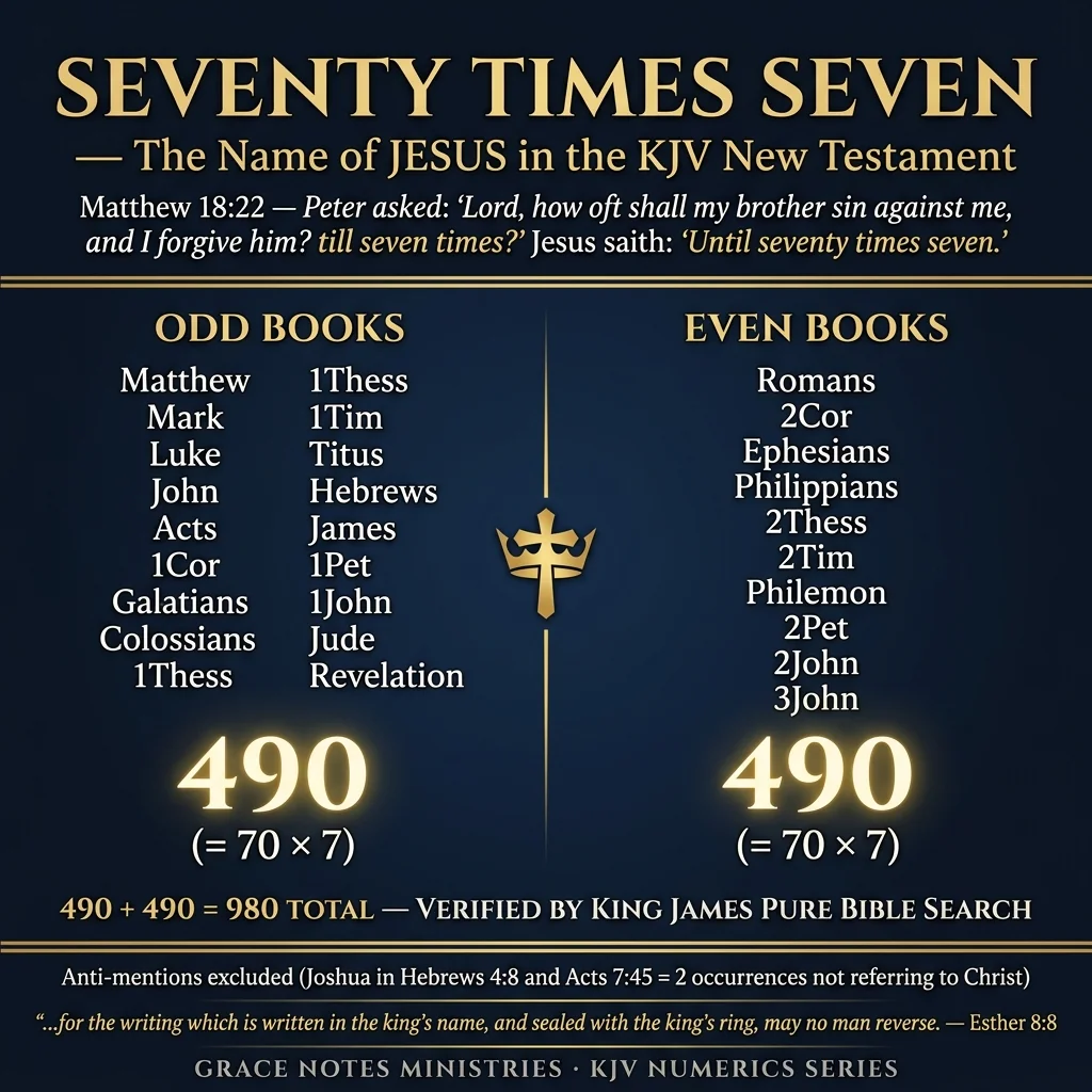 Seventy Times Seven — The name Jesus appears 490 times in odd and 490 times in even New Testament books